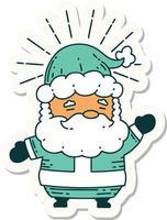 sticker of a tattoo style santa claus christmas character vector