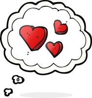 freehand drawn thought bubble cartoon hearts vector