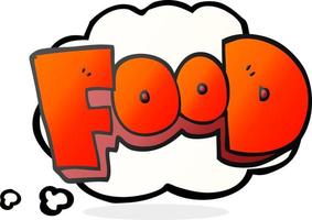 freehand drawn thought bubble cartoon word food vector