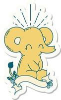 sticker of a tattoo style cute elephant vector