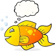 freehand drawn thought bubble cartoon fish vector