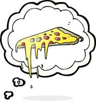 freehand drawn thought bubble cartoon pizza vector