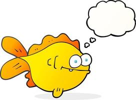 freehand drawn thought bubble cartoon fish vector
