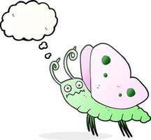 Pensamiento dibujado a mano alzada bubble cartoon mariposa divertida vector