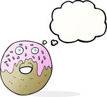 Donut de dibujos animados de burbuja de pensamiento dibujado a mano alzada vector