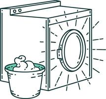 illustration of a traditional tattoo style washing machine vector