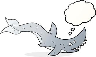 freehand drawn thought bubble cartoon shark vector