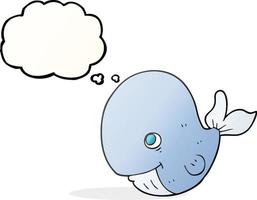 freehand drawn thought bubble cartoon happy whale vector