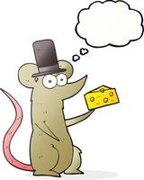 freehand drawn thought bubble cartoon mouse with cheese vector