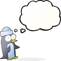 freehand drawn thought bubble cartoon penguin vector