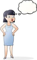 freehand drawn thought bubble cartoon woman with hands on hips vector