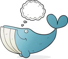 Pensamiento dibujado a mano alzada bubble cartoon ballena feliz vector