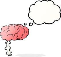 freehand drawn thought bubble cartoon brain vector