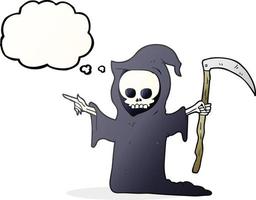 freehand drawn thought bubble cartoon death with scythe vector