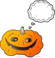 freehand drawn thought bubble cartoon pumpkin vector