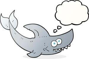 freehand drawn thought bubble cartoon shark vector