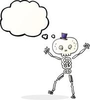 freehand drawn thought bubble cartoon dancing skeleton vector