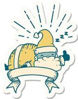 sticker of a tattoo style santa claus christmas character sleeping vector