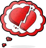 freehand drawn thought bubble cartoon broken heart symbol vector