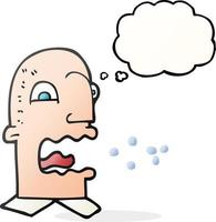 freehand drawn thought bubble cartoon burping man vector