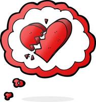 freehand drawn thought bubble cartoon broken heart vector