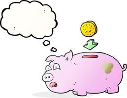 freehand drawn thought bubble cartoon piggy bank vector