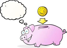 freehand drawn thought bubble cartoon piggy bank vector