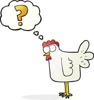 freehand drawn thought bubble cartoon confused chicken vector