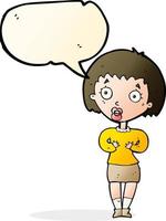 cartoon woman making Who Me  gesture with speech bubble vector