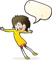 cartoon crazy excited girl with speech bubble vector