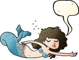 cartoon mermaid with speech bubble vector