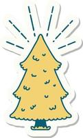 sticker of a tattoo style pine tree vector