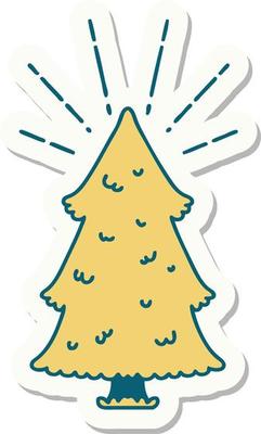 sticker of a tattoo style pine tree