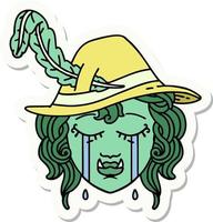 sticker of a crying orc bard character vector