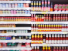 Supermarket shelves with abstract defocused blur background photo