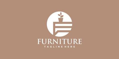 diseño de logotipo de muebles minimalistas con vector premium de concepto simple