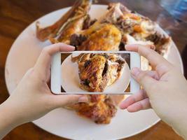 Grilled chicken close up photo