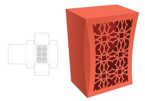 caja con esquina biselada con plantilla troquelada de ventana de lujo y maqueta 3d vector