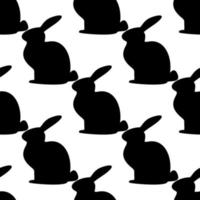 rabbit seamless pattern. black rabbit on a white background. wallpapers, textiles vector