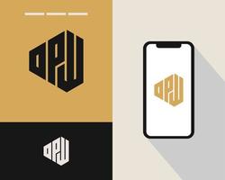 Letter O P W logo design. creative minimal monochrome monogram symbol. Universal elegant vector emblem. Premium business logotype. Graphic alphabet symbol for corporate identity