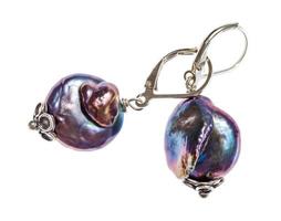earrings from natural baroque pearls isolated photo