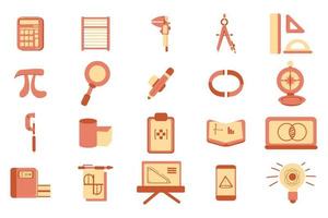 Mathematics Vector Icon Set Flat Style