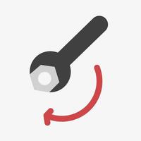 wrench and bolt flat icon with red arrow vector