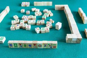 playing in mahjong board game photo