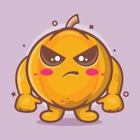 serious pumpkin fruit character mascot with angry expression isolated cartoon in flat style design vector