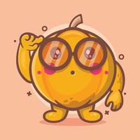 mascota de personaje de fruta de calabaza inteligente con expresión de pensamiento dibujos animados aislados en diseño de estilo plano vector