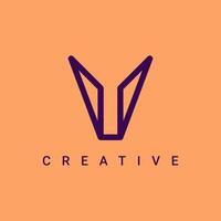 Diseño de logotipo de símbolo de icono de letra v, diseño de vector de logotipo de tipo de línea minimalista y creativo