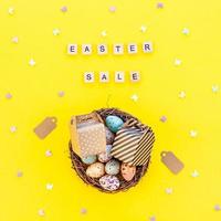 Creative Top view holiday Easter Sale Concept photo