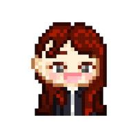 pixel art style, old videogames style, retro style 18 bit cute chibi female office worker with LOL expression for twitch or discord vector