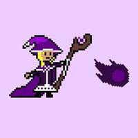 pixel art style, old videogames style, retro style 18 bit dark mage with dark ball vector